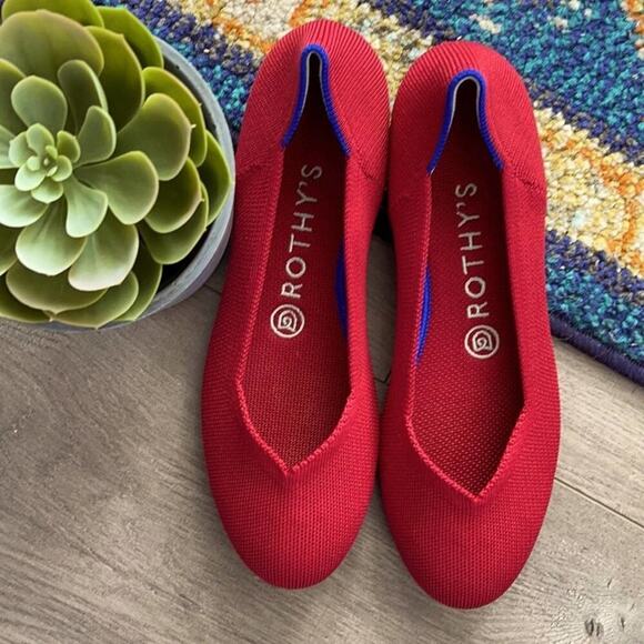 Rothys red  round toe size 7 flat woman’s flat - Picture 3 of 11